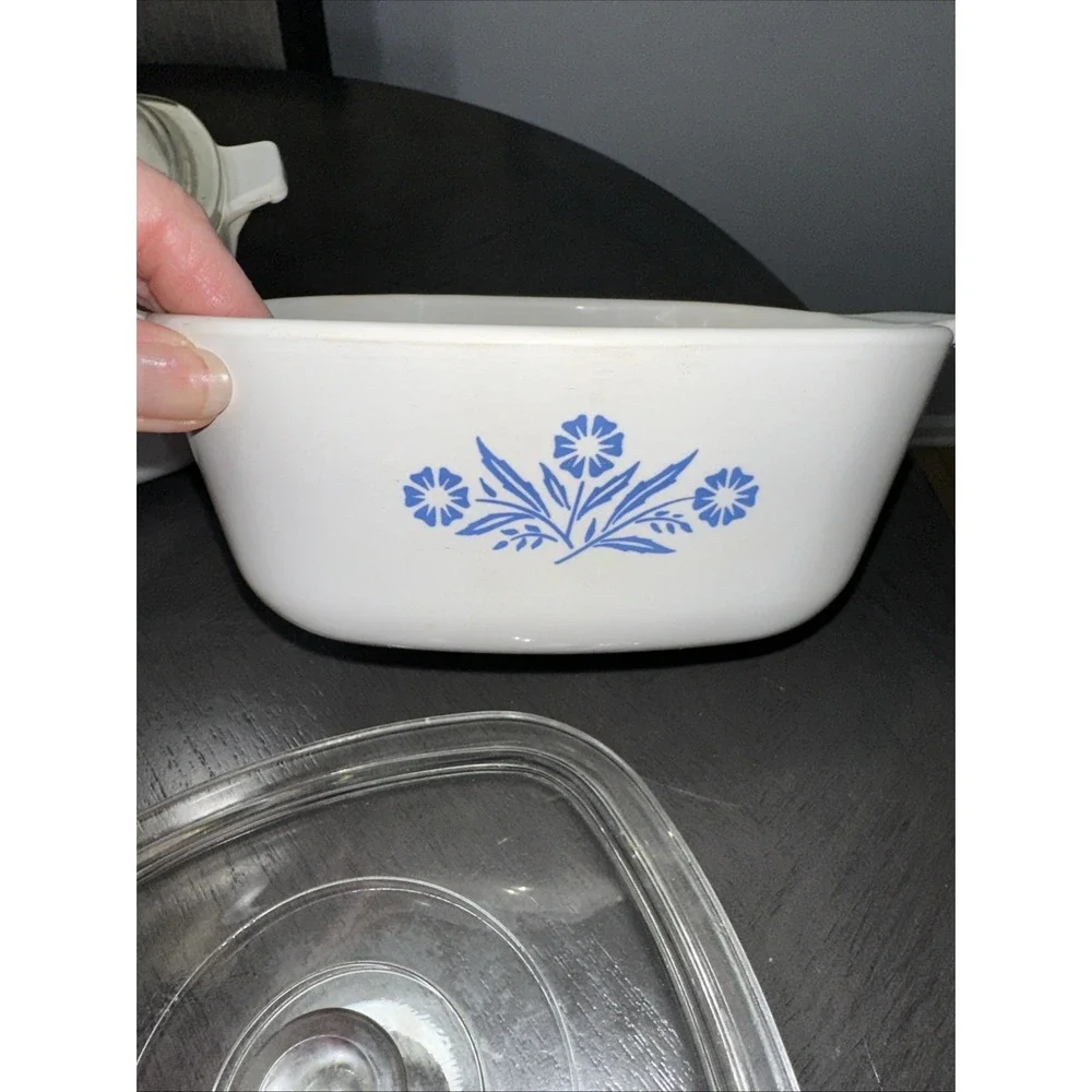 EXTREMELY RARE Vintage Pyrex Corning Wear Blue Cornflower Corningwear Dish & Lid